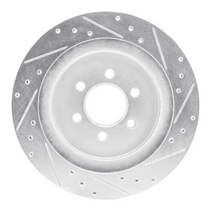 Dodge Viper Brake Rotor (1) - Rear Left - R1 Concepts - Drilled & Slotted - Silver - `92-`02